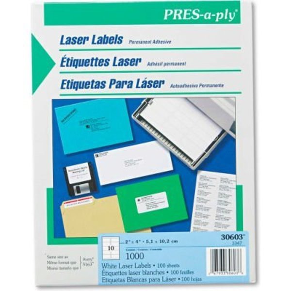 Avery Avery¬Æ Pres-A-Ply Laser Address Labels, 2 x 4, White, 1000/Box 30603